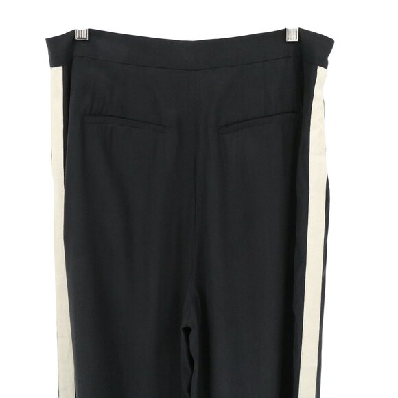 Robert Rodriguez Wide Leg Side Ribbon Stripe Black Silk Pants Trousers 10 - Picture 6 of 6